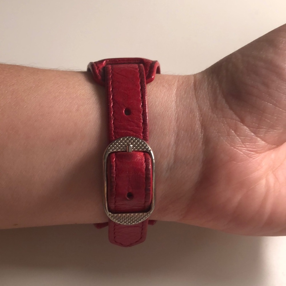 Authentic Balenciaga Red Arena Leather Bracelet - Picture 3 of 8